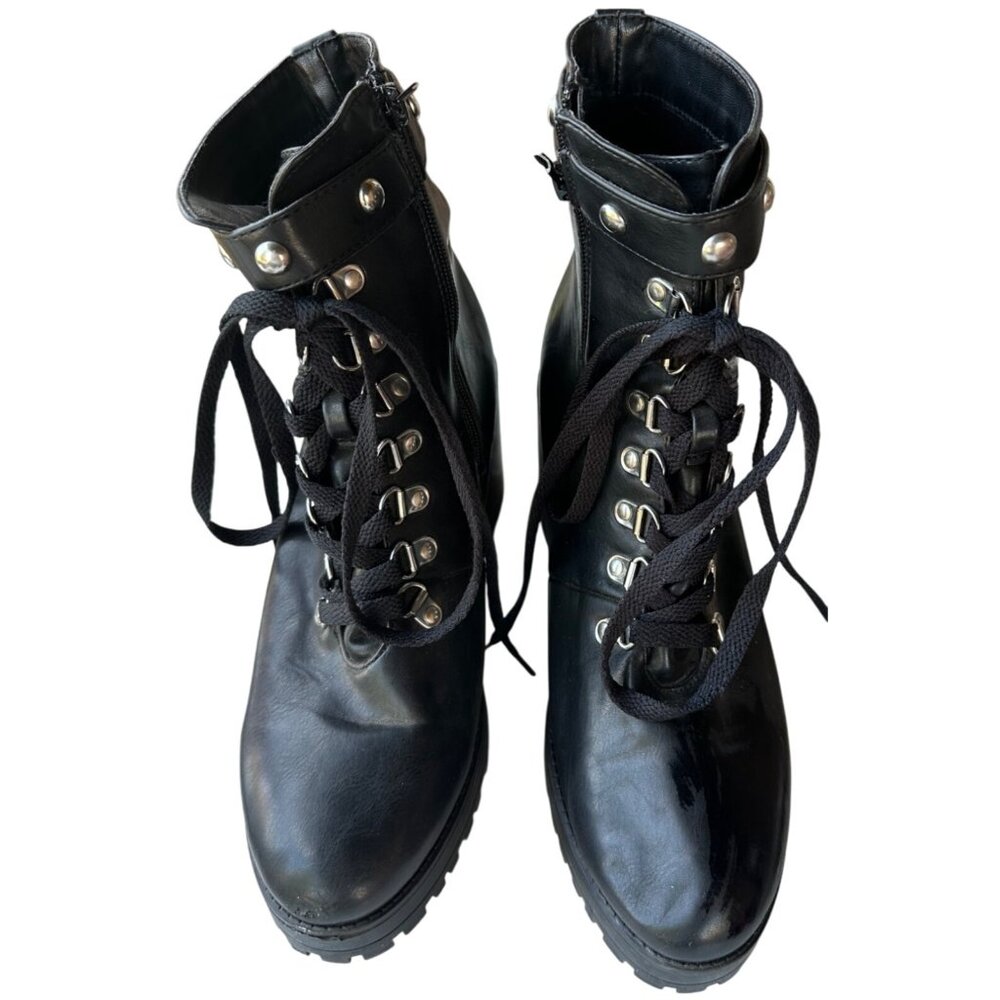 Forever 21 Heeled Ankle Biker Faux Leather Boots Women's Size 9 (READ)